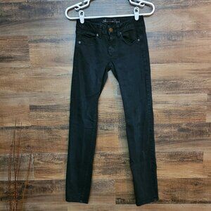 American Eagle Jeans 2 R Skinny Low Rise Super Stretch Black Denim